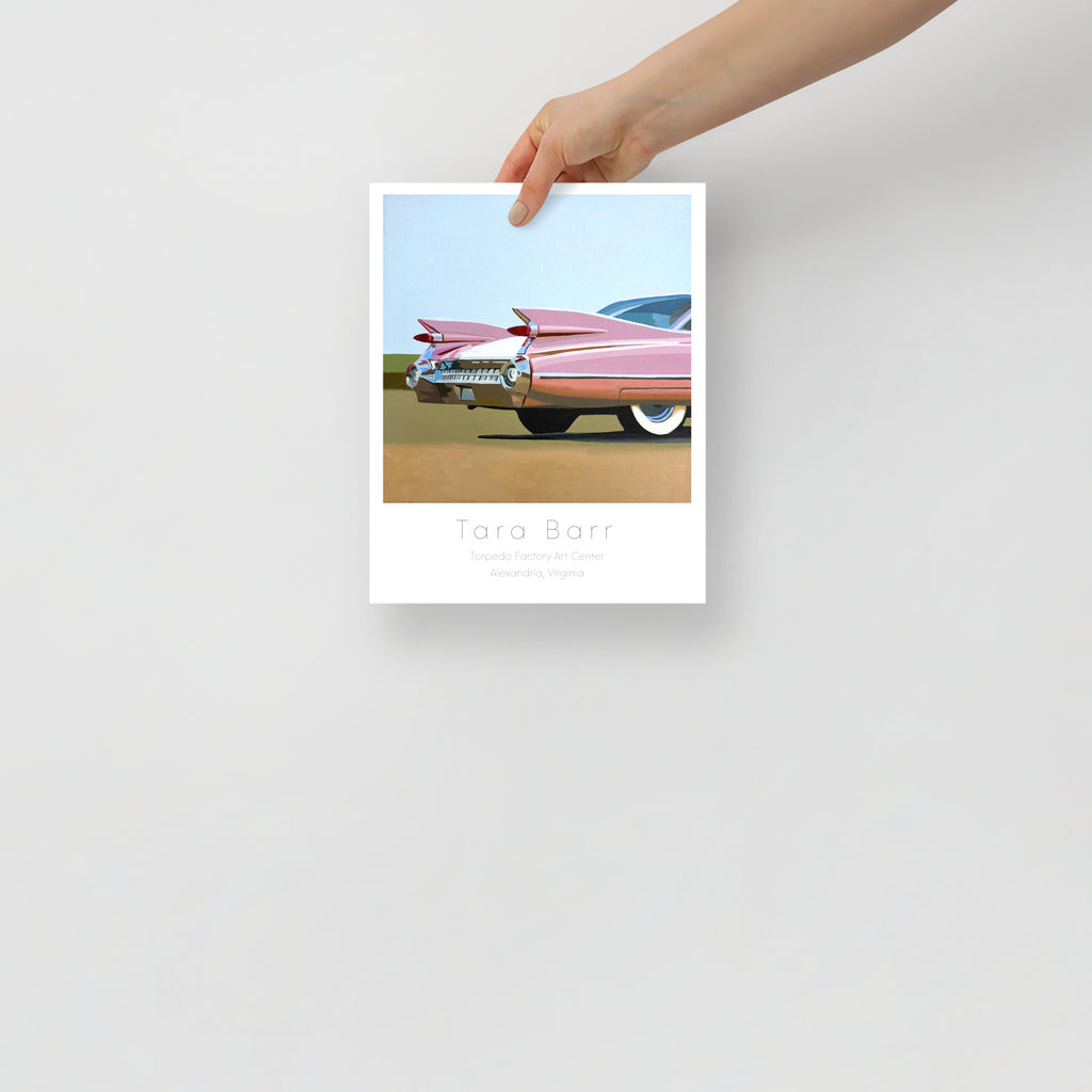 Pink Cadillac Print on Paper with Information Block
