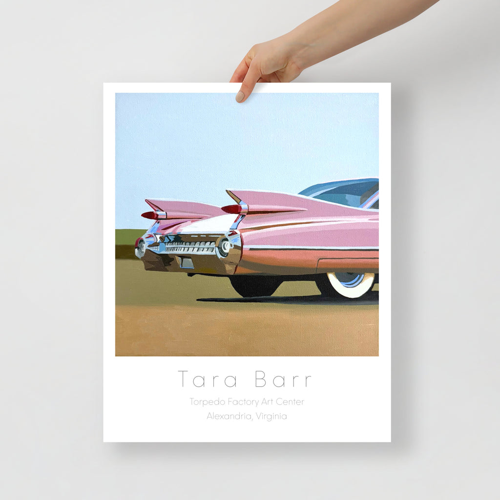 Pink Cadillac Print on Paper with Information Block