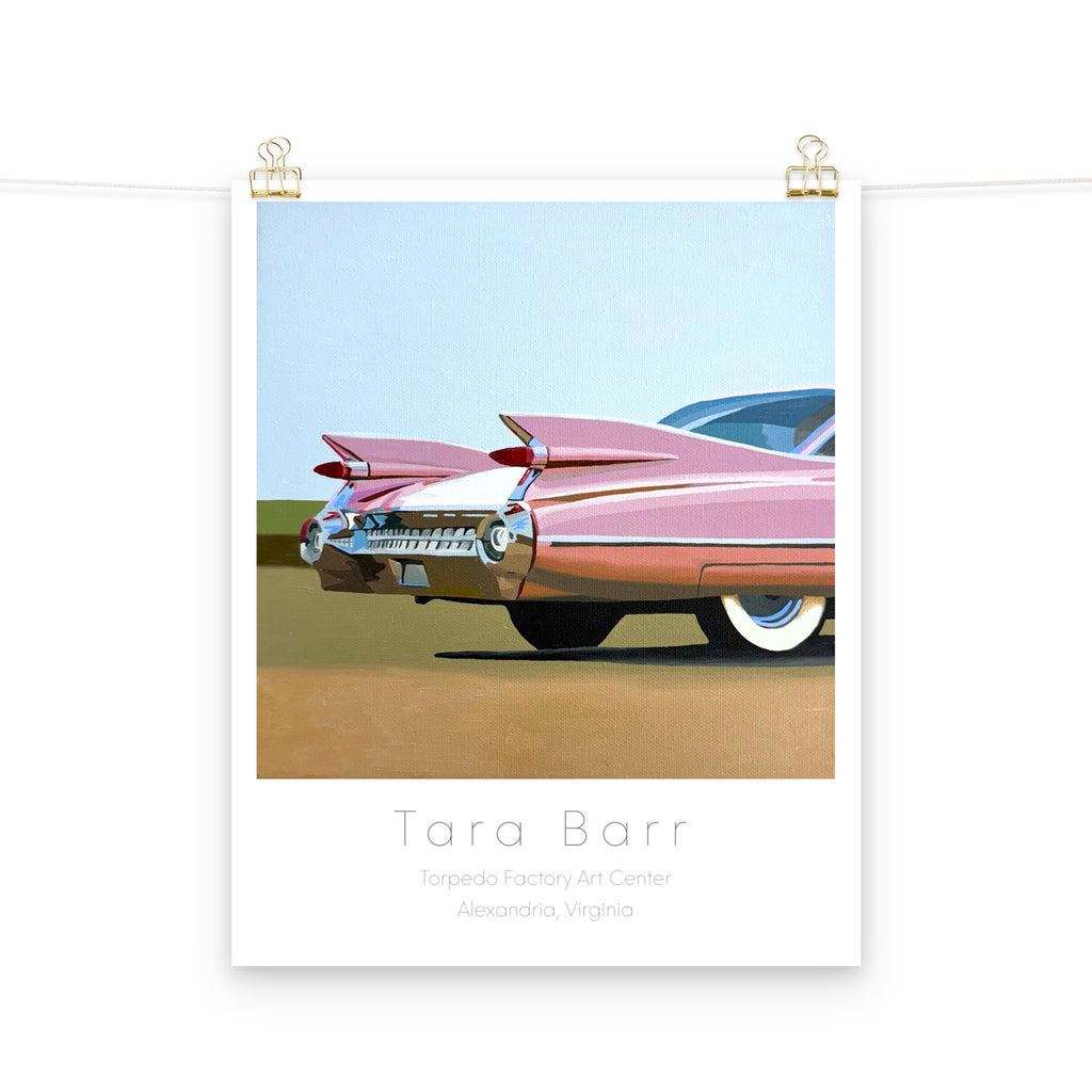 Pink Cadillac Print on Paper with Information Block
