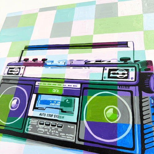 Boombox - Vintage Stereo Original Oil Painting
