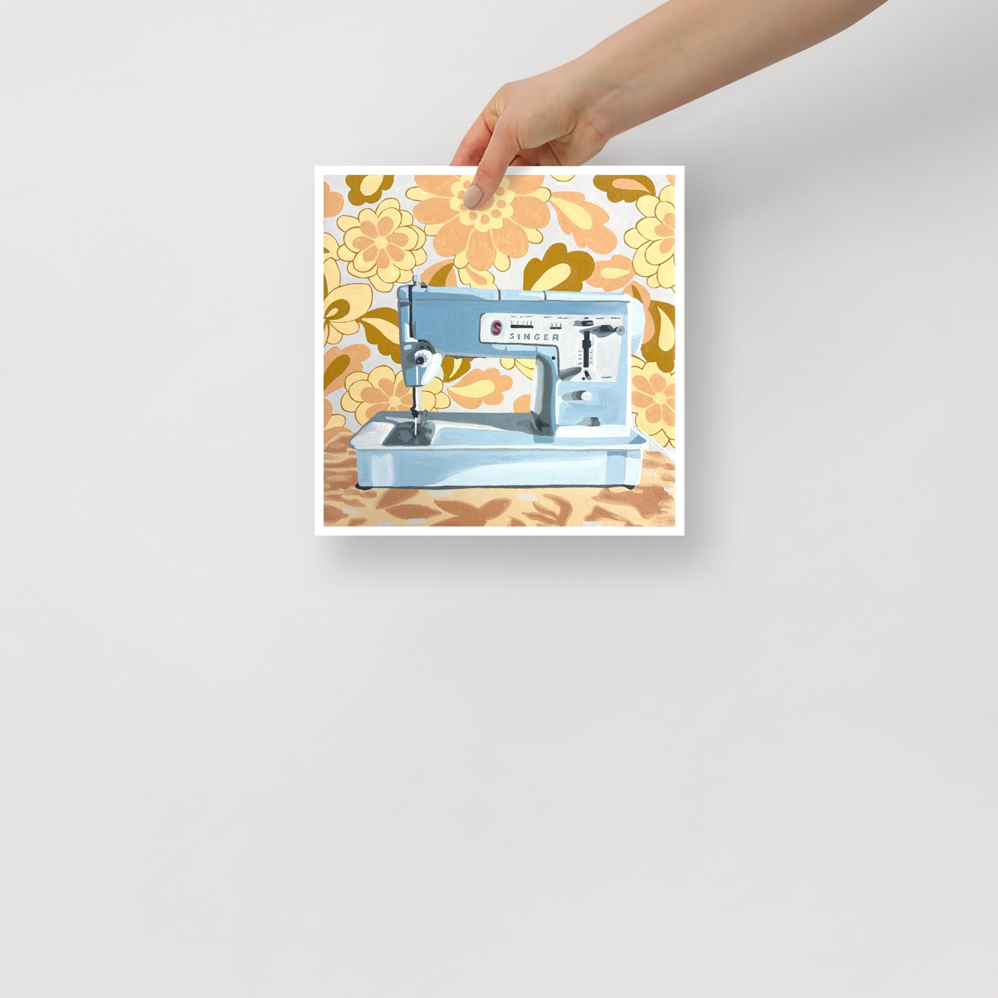 Blue Singer Sewing Machine Print on Paper