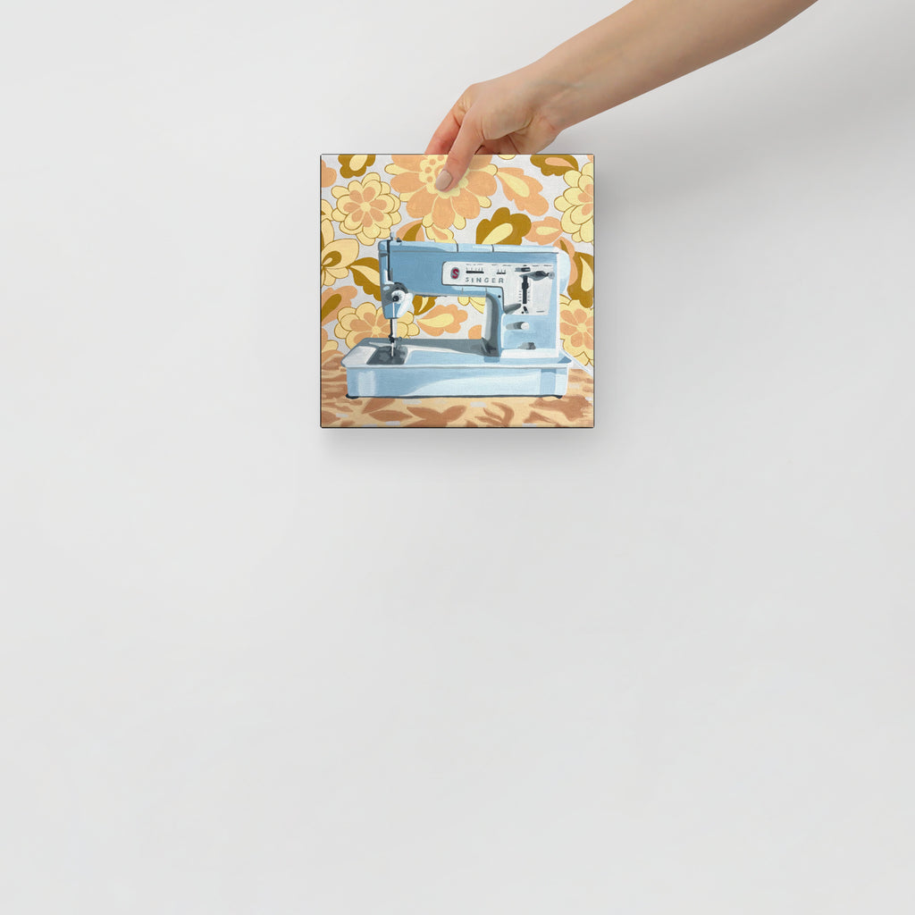 Blue Singer Sewing Machine Print on Canvas