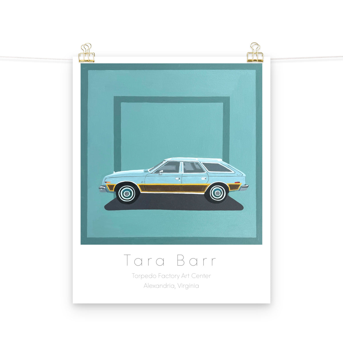 Station Wagon Art Print on Paper with Information Block