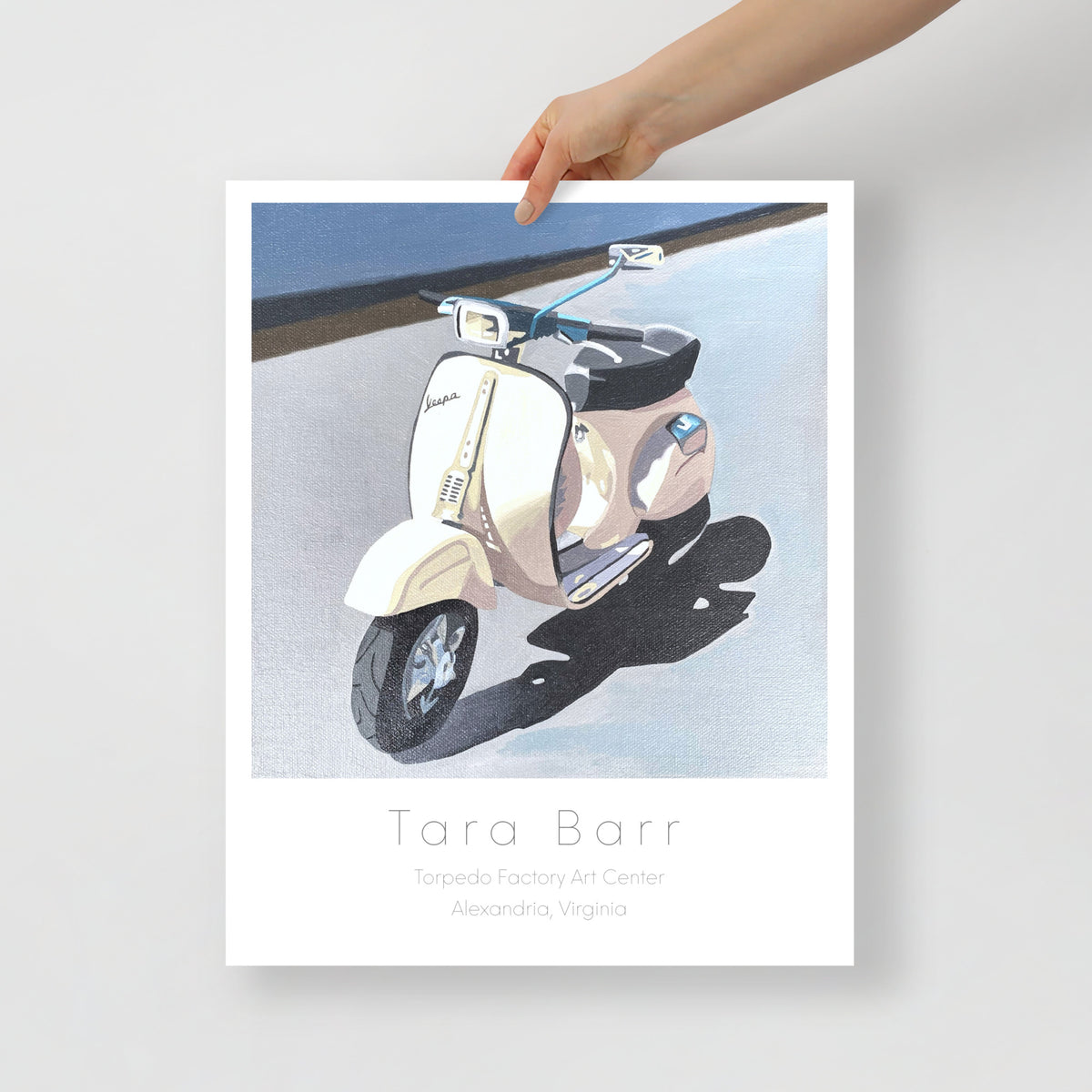 Vespa Scooter Art Print on Paper with Information Block