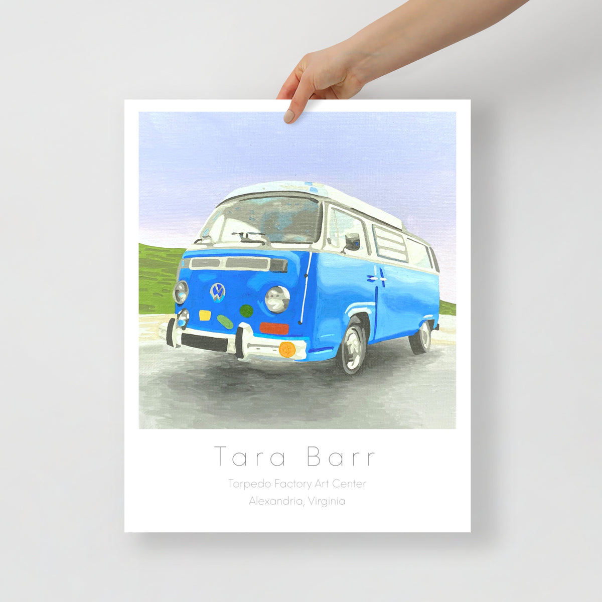 Hippie Bus Art Print on Paper with Information Block