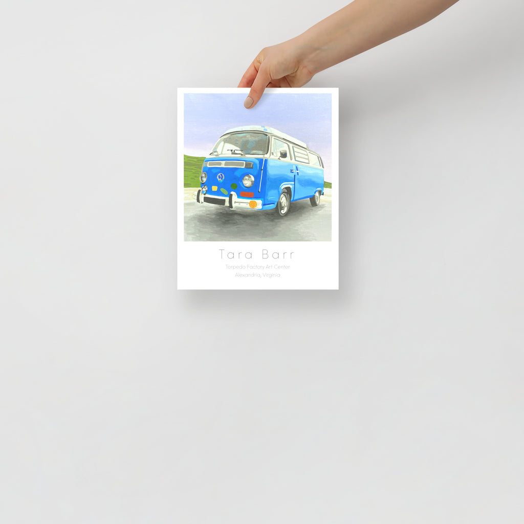 Hippie Bus Art Print on Paper with Information Block
